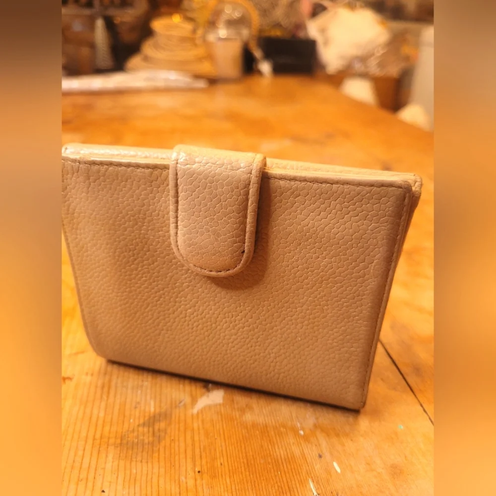 CHANEL Caviar Skin Leather Bifold Wallet